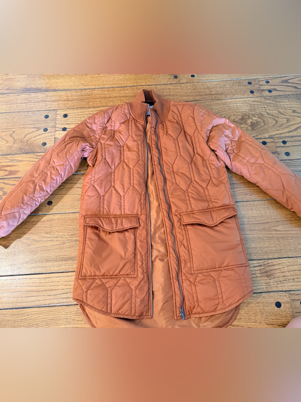 Global Funk Quilted Rust Orange Long Jacket